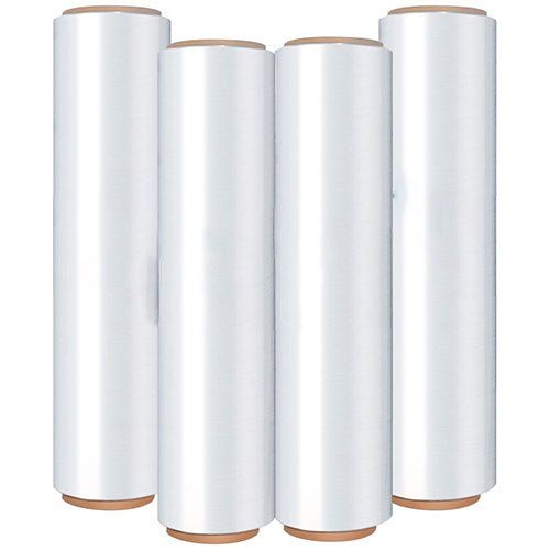 18 Inch Clear Stretch Wrap Film – 1500ft, 80 Gauge | Plastic Pallet Film for Warehouse & Moving (4 Rolls)