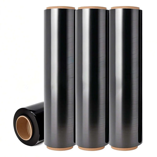 18 Inch Black  Stretch Wrap – 1500ft, 80 Gauge | Industrial Pallet Film – 4 Roll