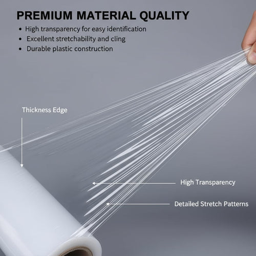 20 Inch Clear Stretch Wrap Film – 1500ft, 80 Gauge | Wide Industrial Pallet Wrap for Bulk Loads & Furniture (4 Rolls)
