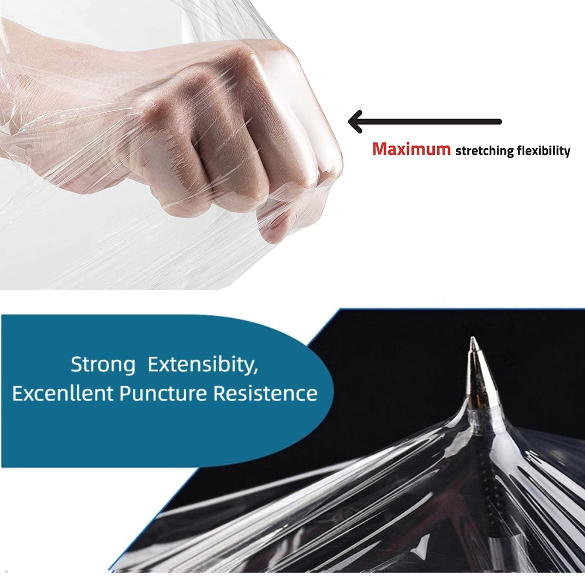 Película estirable transparente de 18" – 1500 pies, 80 micras | Film plástico para tarimas, almacén y mudanzas (paquete de 4 rollos)