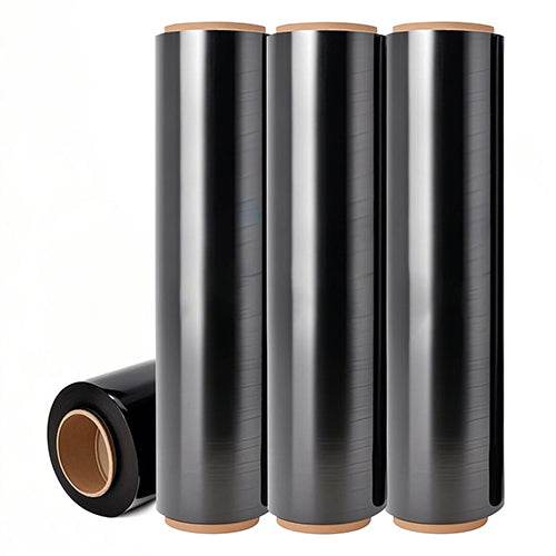 18 Inch Black Stretch Wrap – 1500ft, 80 Gauge | Industrial Pallet Film for Tamper-Proof Wrapping (4 Rolls)